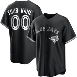 Custom Toronto Blue Jays Black White Jersey - All Stitched
