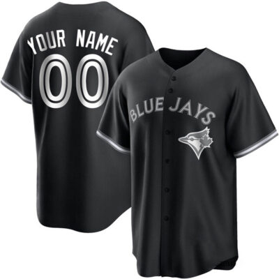 Custom Toronto Blue Jays Black White Jersey - All Stitched