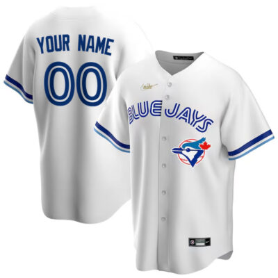 Custom Toronto Blue Jays White Cooperstown Throwback Jersey - All Stitched