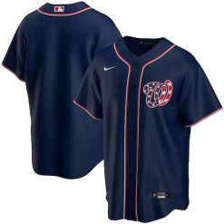 Washington Nationals Blank Navy Patriotic Alternate Jersey - All Stitched