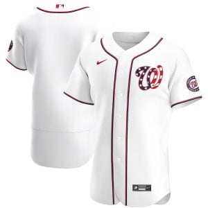 Washington Nationals Blank White Patriotic Alternate Jersey - All Stitched