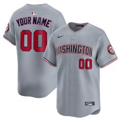 Custom Washington Nationals Grey Road Limited Jersey - All Stitched
