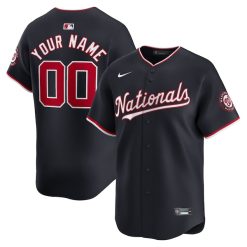 Custom Washington Nationals Navy Blue Alternate Limited Jersey - All Stitched
