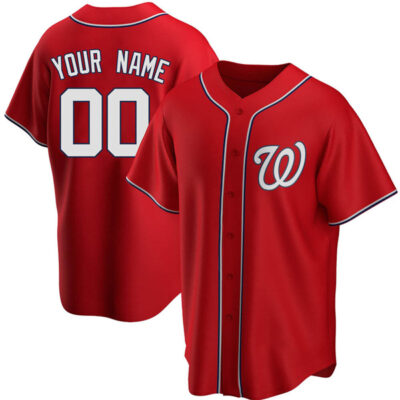 Custom Washington Nationals Red Alternate Jersey - All Stitched