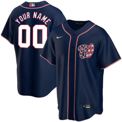 Custom Washington Nationals Navy Patriotic Alternate Jersey - All Stitched