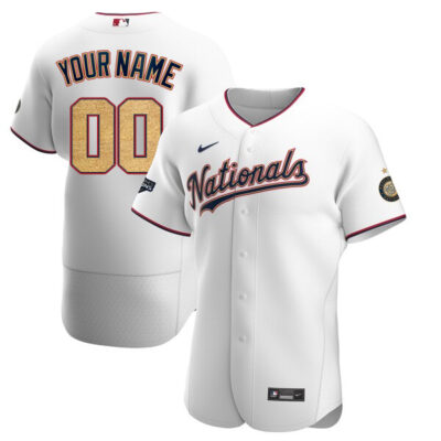 Custom Washington Nationals White Gold Program Jersey - All Stitched