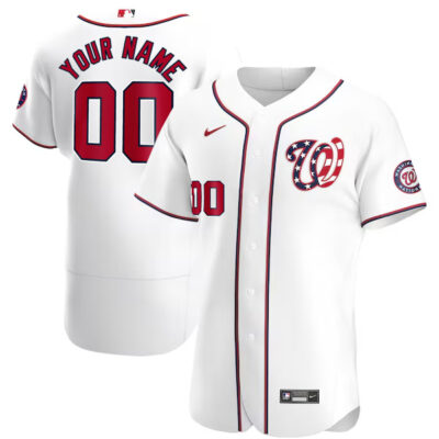 Custom Washington Nationals White Patriotic Alternate Jersey - All Stitched