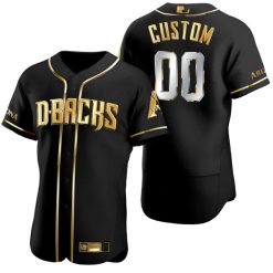 Custom Arizona Diamondbacks Black Gold Jersey - All Stitched