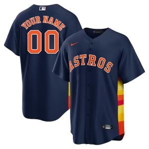 Custom Houston Astros Navy Alternate Jersey - All Stitched