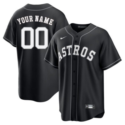 Custom Houston Astros Black and White Fashion Jersey - All Stitched