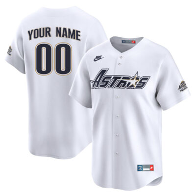 Custom Houston Astros White Throwback Limited Jersey - All Stitched