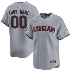 Custom Cleveland Guardians Grey Away Limited Jersey - All Stitched