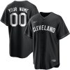Custom Cleveland Guardians Black White Jersey - All Stitched