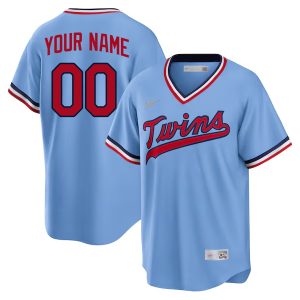 Custom Minnesota Twins Light Blue Throwback Jersey - All Stitched