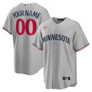 Custom Minnesota Twins Grey Pinstripe Road Limited Jersey - All Stitched