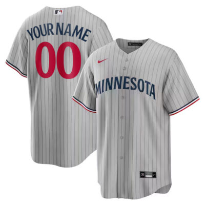 Custom Minnesota Twins Grey Pinstripe Road Limited Jersey - All Stitched