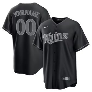 Custom Minnesota Twins Black White Jersey - All Stitched