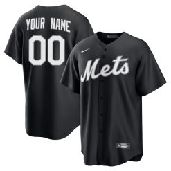 Custom New York Mets Black White Jersey