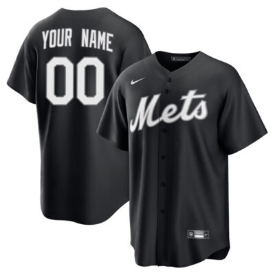 Custom New York Mets Black White Jersey