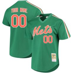 Custom New York Mets Green Throwback Jersey