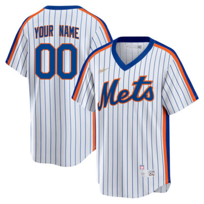 Custom New York Mets Pinstripe Cooperstown Throwback Jersey