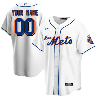 Custom New York Mets White Los Mets Hispanic Jersey