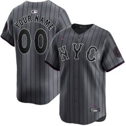 Custom New York Mets Charcoal City Connect Jersey