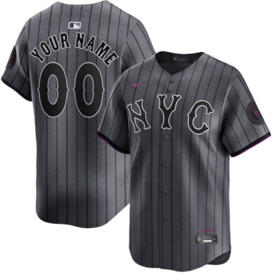 Custom New York Mets Charcoal City Connect Jersey