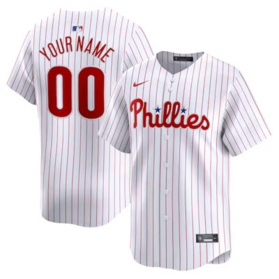 Custom Philadelphia Phillies White Home Limited Jersey - All Stitched
