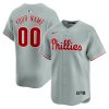Custom Philadelphia Phillies Grey Away Limited Jersey - All Stitched
