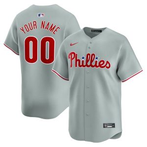 Custom Philadelphia Phillies Grey Away Limited Jersey - All Stitched