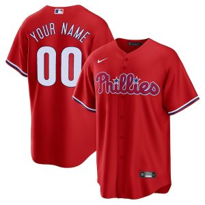 Custom Philadelphia Phillies Red Alternate Jersey - All Stitched