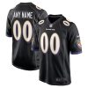 Custom Baltimore Ravens Black Alternate Game Jersey - All Stitched