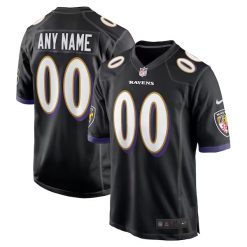 Custom Baltimore Ravens Black Alternate Game Jersey - All Stitched