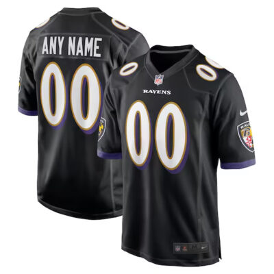 Custom Baltimore Ravens Black Alternate Game Jersey - All Stitched