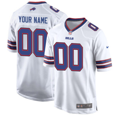 Custom Buffalo Bills White Away Game Jersey - All Stitched