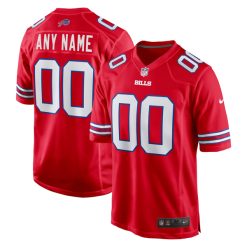 Custom Buffalo Bills Red Alternate Game Jersey - All Stitched