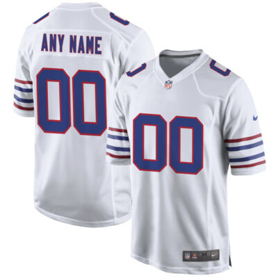 Custom Buffalo Bills White Alternate Game Jersey - All Stitched