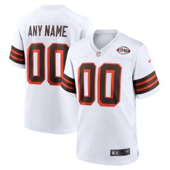 Custom Cleveland Browns White 1946 Throwback Game Jersey - All Stitched