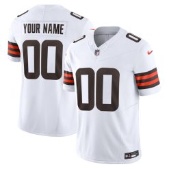 Custom Cleveland Browns White Away Vapor F.U.S.E Limited Jersey - All Stitched