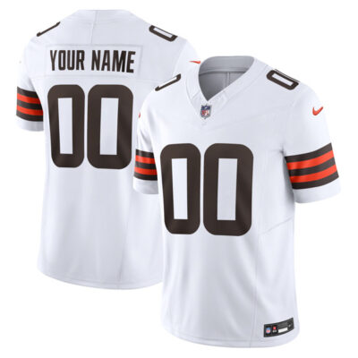 Custom Cleveland Browns White Away Vapor F.U.S.E Limited Jersey - All Stitched