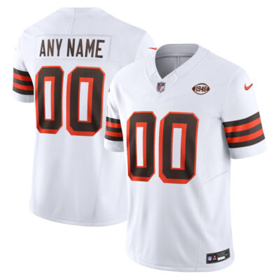 Custom Cleveland Browns White 1946 Throwback Vapor F.U.S.E Limited Jersey - All Stitched