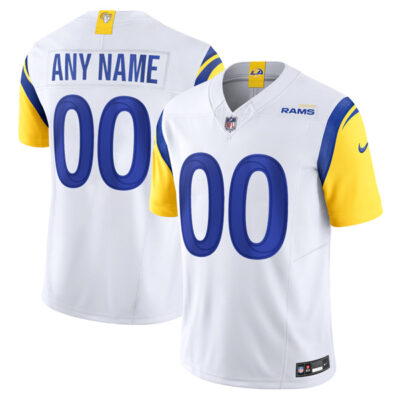 Custom Los Angeles Rams White Away Vapor F.U.S.E Limited Jersey - All Stitched