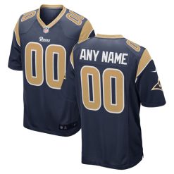 Custom Los Angeles Rams Navy Alternate Game Jersey - All Stitched