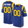 Custom Los Angeles Rams Royal Blue Alternate Jersey - All Stitched