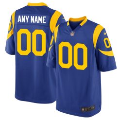 Custom Los Angeles Rams Royal Blue Alternate Jersey - All Stitched