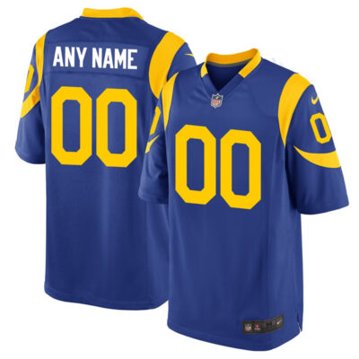 Custom Los Angeles Rams Royal Blue Alternate Jersey - All Stitched