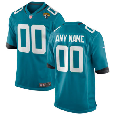 Custom Jacksonville Jaguars Teal Home Game Jersey - All Stitched