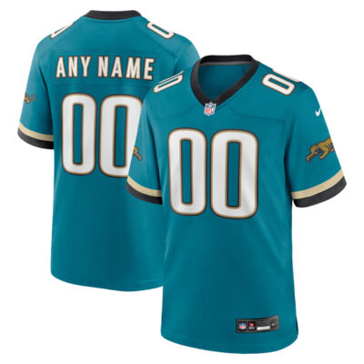 Custom Jacksonville Jaguars Teal Throwback Game Jersey - All Stitched