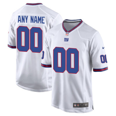 Custom New York Giants White Alternate Game Jersey - All Stitched